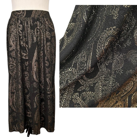 Catherines Dresses & Skirts - CATHERINES New Black Metallic Gold MAXI SKIRT 1X 18 20 Whimsigoth Witchy Sparkle